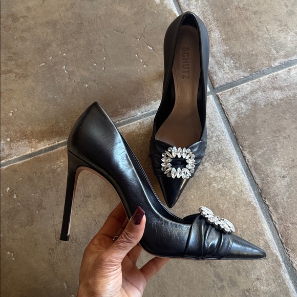 SCHUTZ Black Crystal Embellished Heels - Picture 3 of 8